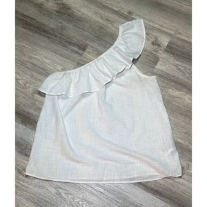 Old Navy‎ one shoulder ruffle linen top women's medium